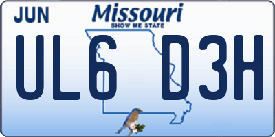 MO license plate UL6D3H