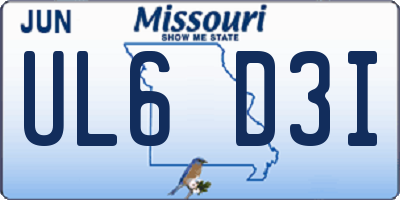 MO license plate UL6D3I