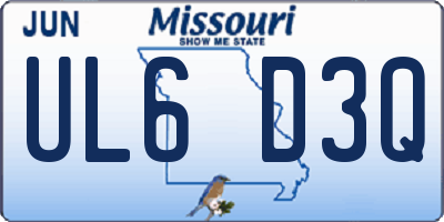 MO license plate UL6D3Q
