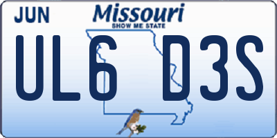 MO license plate UL6D3S
