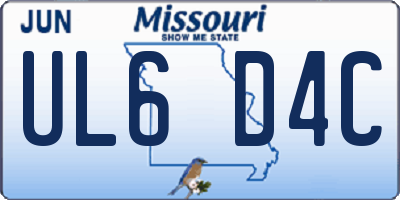 MO license plate UL6D4C