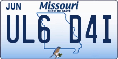 MO license plate UL6D4I