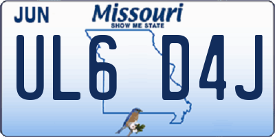 MO license plate UL6D4J