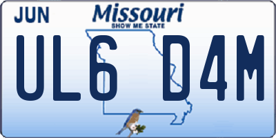 MO license plate UL6D4M