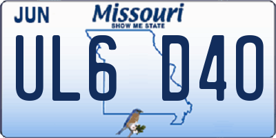 MO license plate UL6D4O