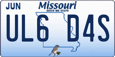MO license plate UL6D4S