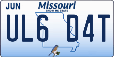 MO license plate UL6D4T