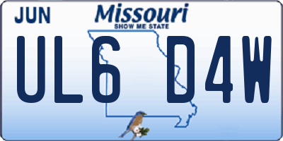 MO license plate UL6D4W