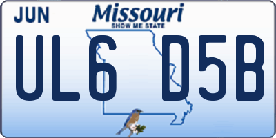 MO license plate UL6D5B