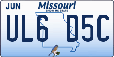 MO license plate UL6D5C