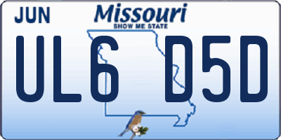 MO license plate UL6D5D