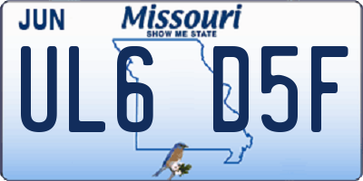 MO license plate UL6D5F