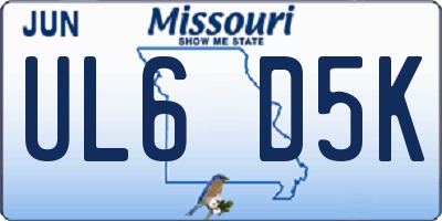 MO license plate UL6D5K