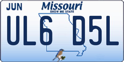 MO license plate UL6D5L