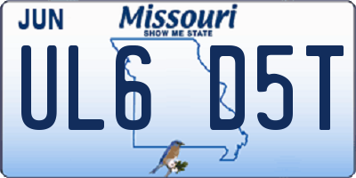 MO license plate UL6D5T