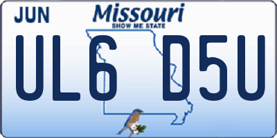MO license plate UL6D5U