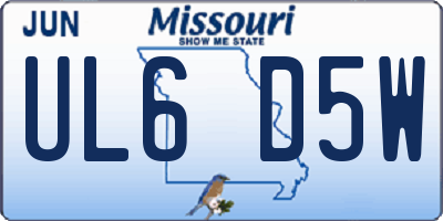 MO license plate UL6D5W