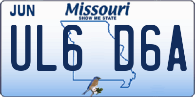 MO license plate UL6D6A