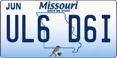 MO license plate UL6D6I