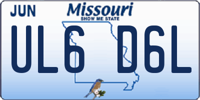 MO license plate UL6D6L