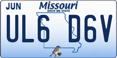 MO license plate UL6D6V