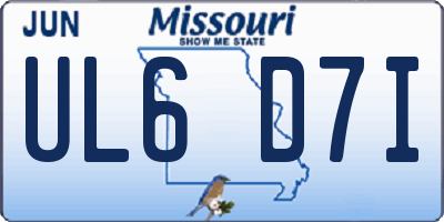 MO license plate UL6D7I