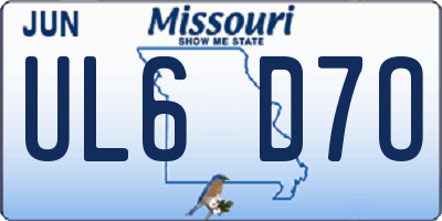 MO license plate UL6D7O