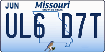 MO license plate UL6D7T