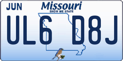 MO license plate UL6D8J