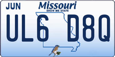 MO license plate UL6D8Q