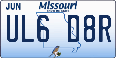 MO license plate UL6D8R