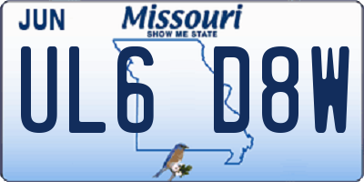 MO license plate UL6D8W
