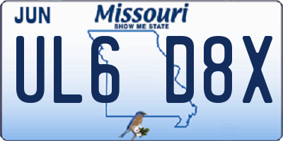 MO license plate UL6D8X