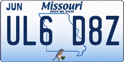MO license plate UL6D8Z