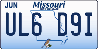 MO license plate UL6D9I
