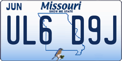 MO license plate UL6D9J