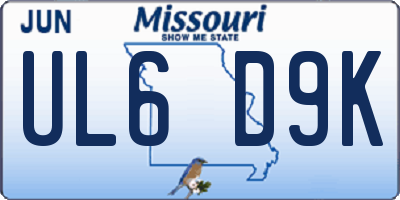 MO license plate UL6D9K