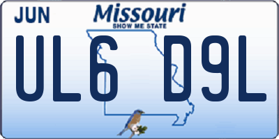 MO license plate UL6D9L