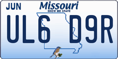 MO license plate UL6D9R