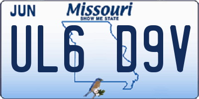 MO license plate UL6D9V