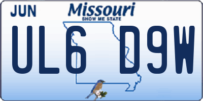 MO license plate UL6D9W