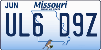 MO license plate UL6D9Z