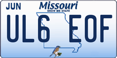 MO license plate UL6E0F