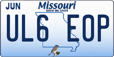 MO license plate UL6E0P