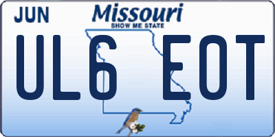 MO license plate UL6E0T