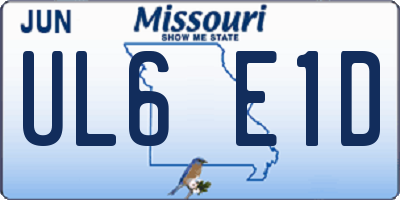 MO license plate UL6E1D