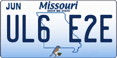 MO license plate UL6E2E