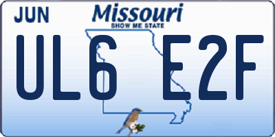 MO license plate UL6E2F