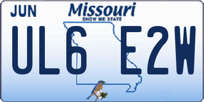 MO license plate UL6E2W
