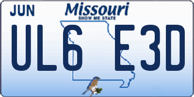 MO license plate UL6E3D